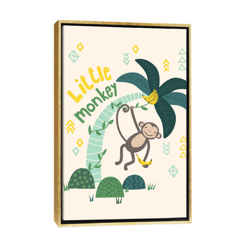 «Little Monkey II» par Caroline Alfreds - impression d'art graphique, Pas de tapis, H 60 po x l 40po x P 1,5 po