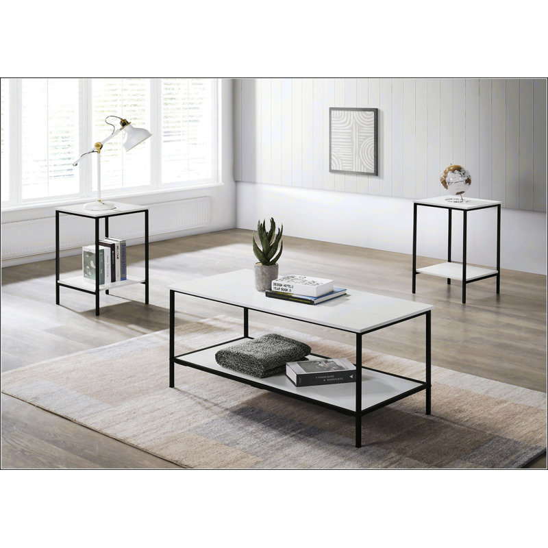 Ensemble de table de style rustique 3 pièces, Blanc