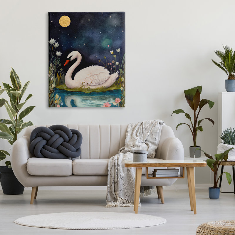 «Sleeping Swan Night Sky on Canvas» par The Dutch Lady, reproduction, H 48 po x l 36 po x P 1,5 po