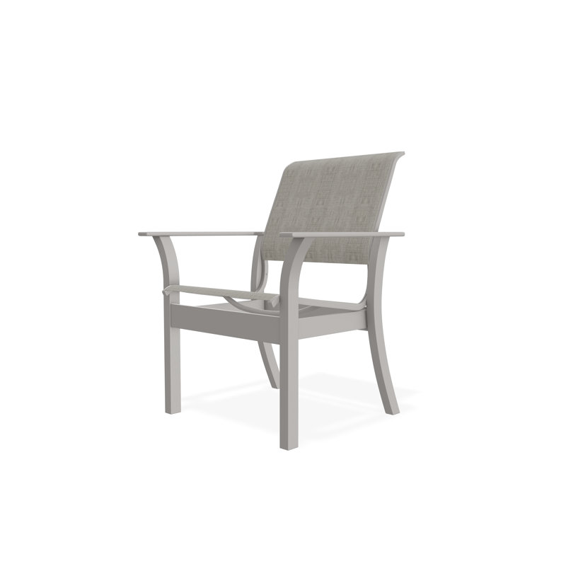 Chaise de café empilable en polymère de qualité marine Leeward Sling, Gris chaleureux, Fumée