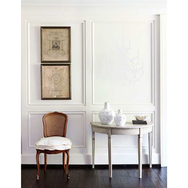 Décalcomanie murale lustre française, H 48 po x l 33 po x P 0,01 po, Blanc