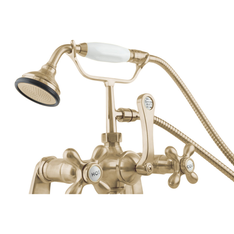 Thames Tub Mount British Telephone Faucet Set by Strom Living, Unlacquered Raw Brass