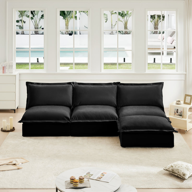 Canapé modulaire avec repose-pieds réversible sans accoudoirs