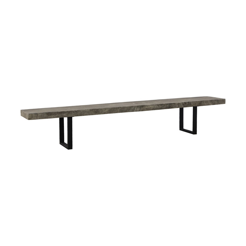Origins Straight Edge Bench, Gray Stone, 17" H x 72" W x 14" D