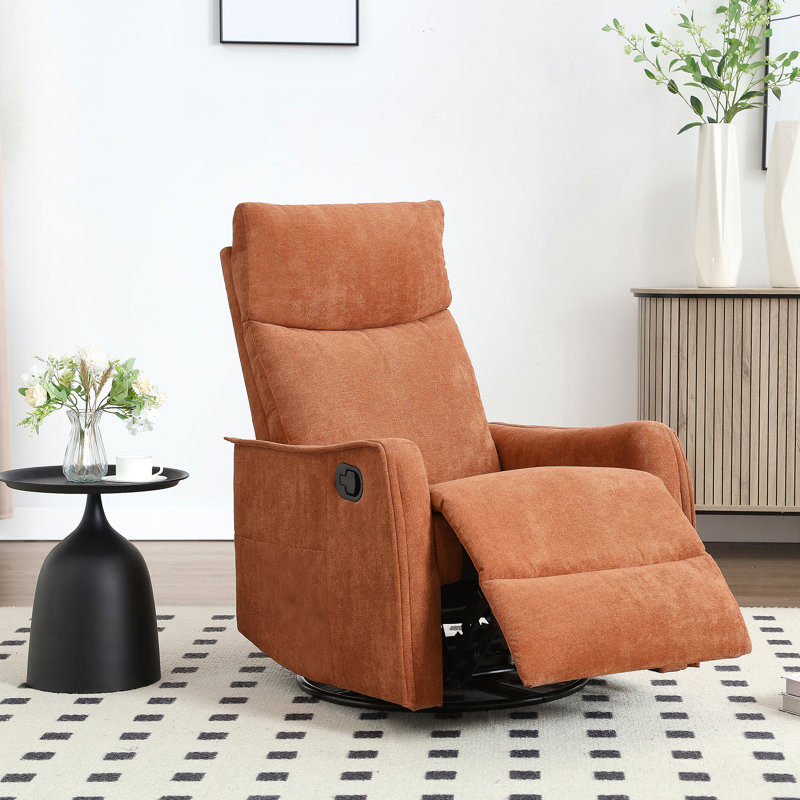 Lila 27'' W Manual Recliner Swivel Rocker Recliner With Massage And Heat, Orange/Red