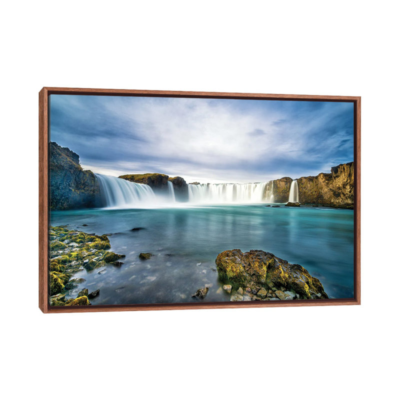 Godafoss by Jeffrey C. Sink - Floater Frame Print on Canvas, 66.04 cm H x 45.72 cm W, Brown Framed