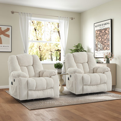 41'' Oversized Power Lift Chair - Heated Massage Electric Recliner with Super Soft Padding Set of 2