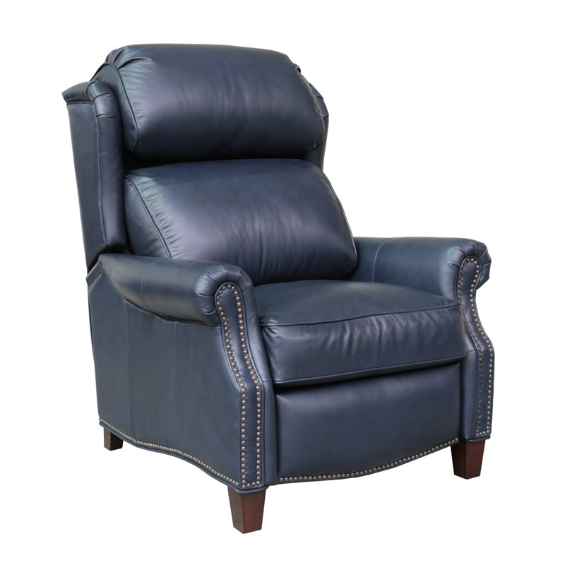 Foxton Recliner, Shoreham Blue Genuine Leather