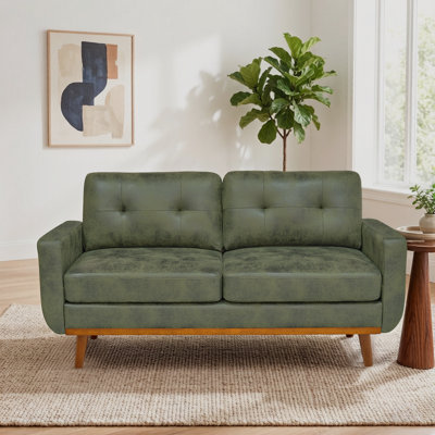 65" W Modern Upholstered Loveseat With Solid Wood Legs
