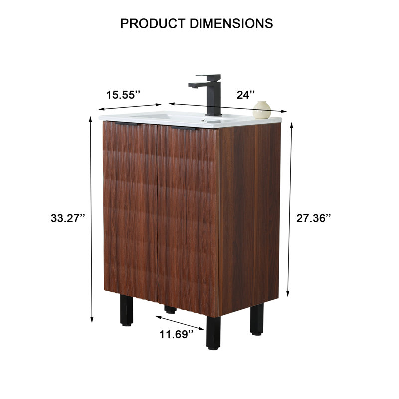 Ensemble de meuble-lavabo simple 24 po Modern, L 24 po