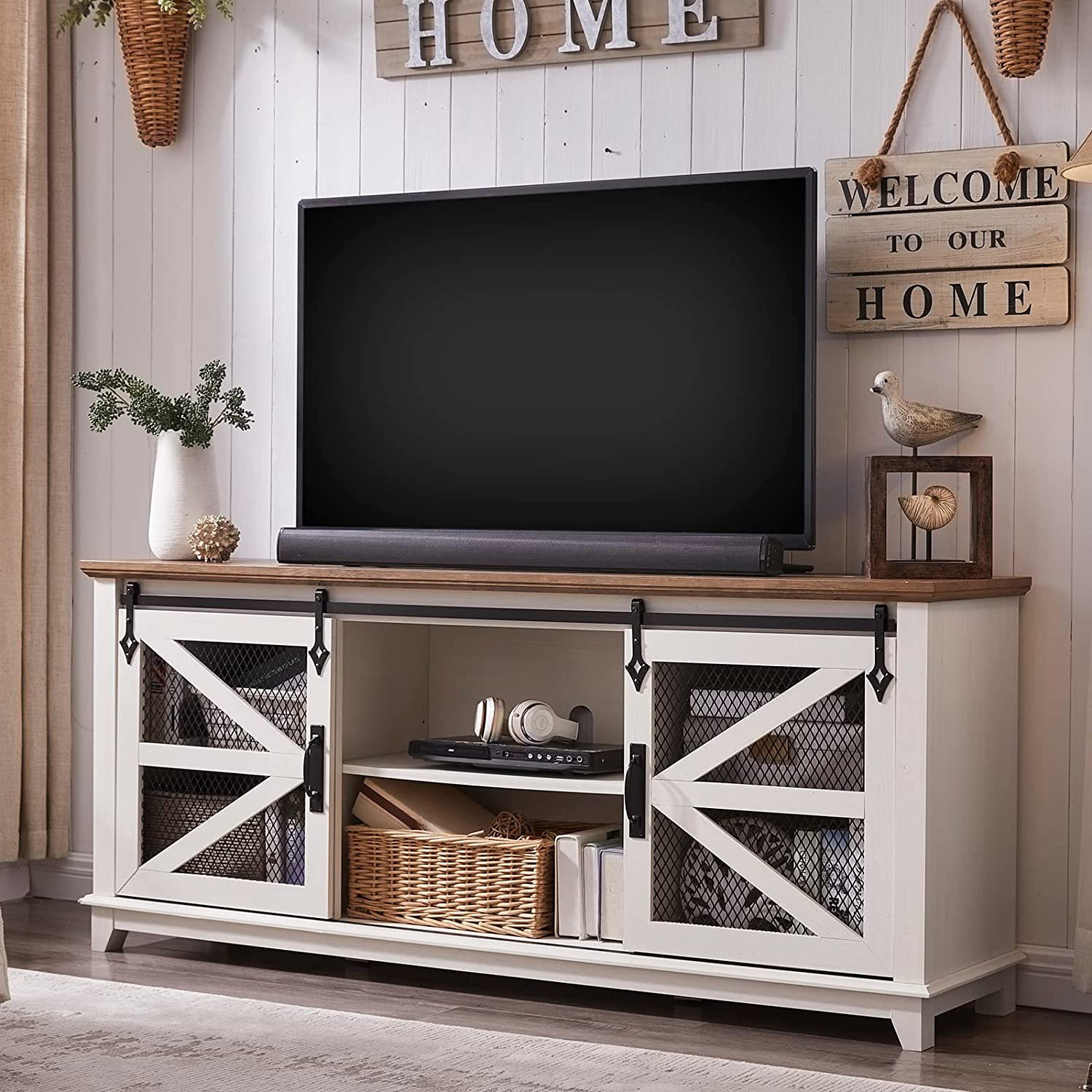 Laurel Foundry Modern Farmhouse Castilla Farmhouse TV Stand for 75"TV, TV Console Cabinet ...