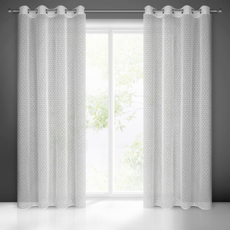 Mishti Eyelet Semi Sheer Curtain, White