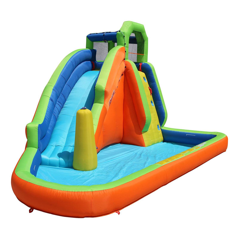 Gushing Geyser Multicolor Inflatable Water Park with Slide and Pool