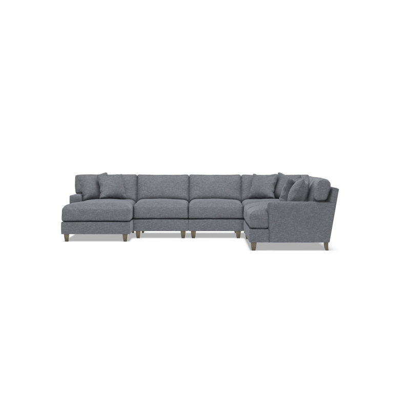 Mila Sectional, Dark Gray Polyester Blend, 33.5" H x 137" W x 107" D, Left Hand Facing