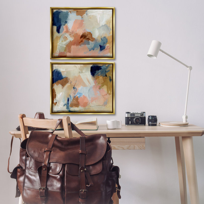  Energetic Rustic Abstractions, ensemble de 2 toiles flottantes encadrées par Victoria Barnes, H 17 po x l 21 po