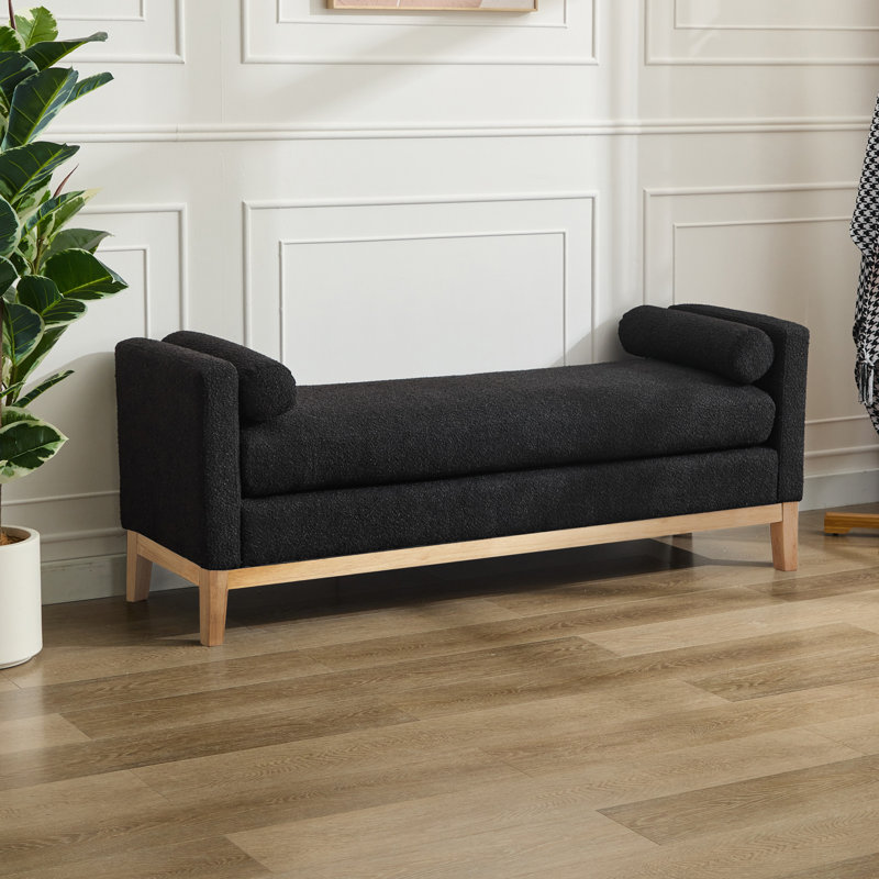 Banc rembourré l 66,32 po Saakshi, Noir, noir, noir, noir, Naturel