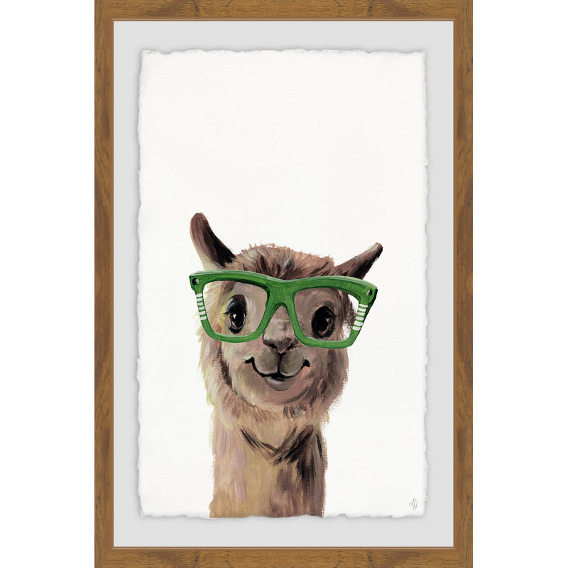 «Geeky Llama», reproduction encadrée, H 24 po x l 16 po x P 1,5 po, Cadre brun clair
