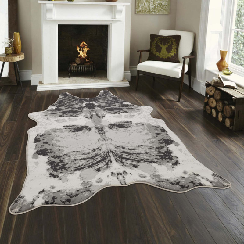 Tapis élégant en cuir de vache, ultra-doux et durable pour les intérieurs rustiques modernes, résistant aux taches