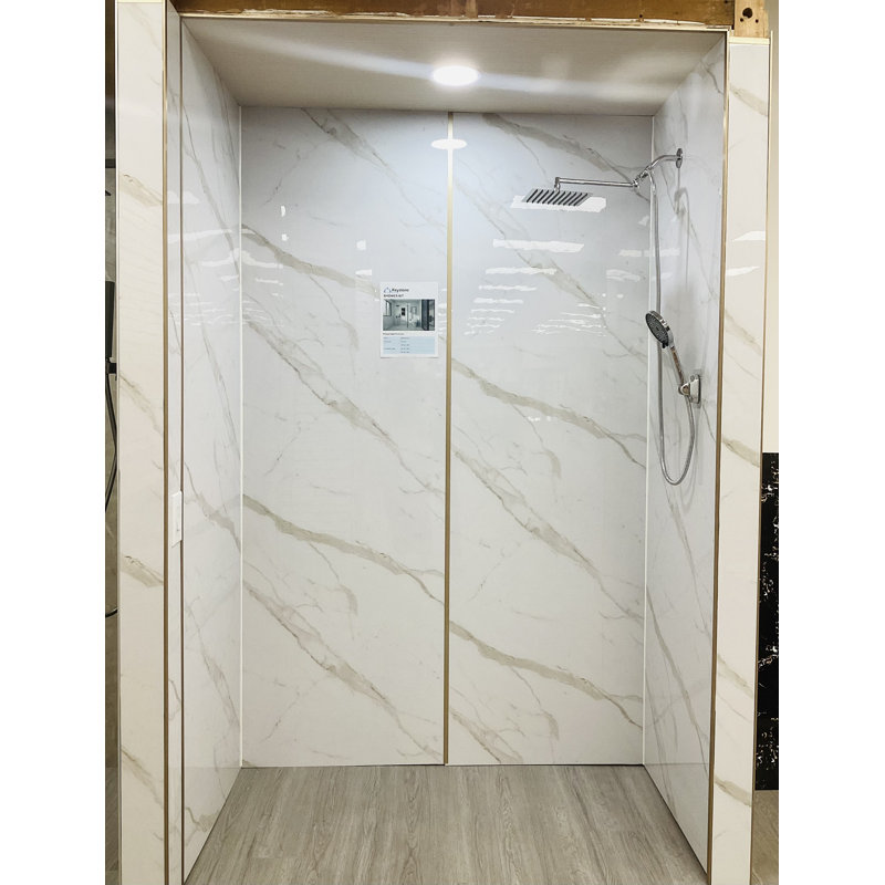 96” Waterproof SPC Shower Wall Panel Kit – 4-Piece Grout-Free Bathroom Surround  (36"x60"x96"), 96" H x 36" W x 0.3" D