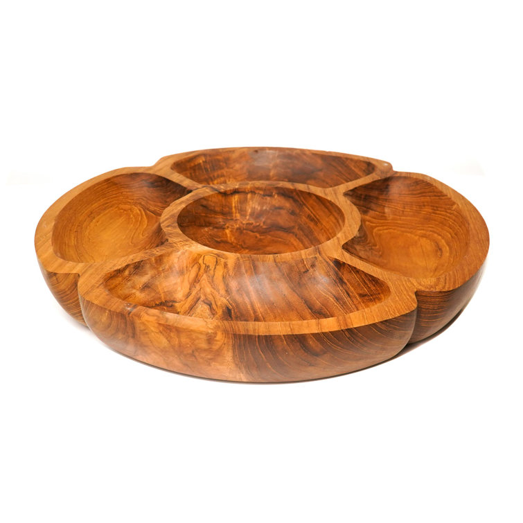 Rainforest Bowls Wood Divided Serving Dish