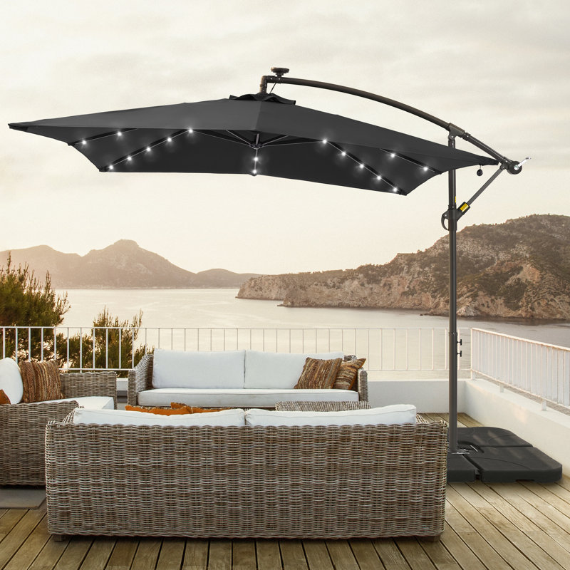 Parasol en porte-à-faux 98,4 po Dailan, Noir