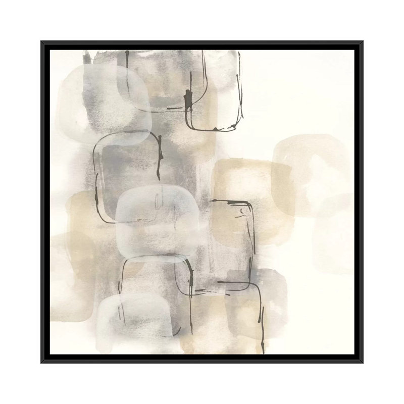 « neutral stacking ii », impression sur toile tendue, Toile avec cadre flottant noir, L 18 po x H 18 po x P 1,5 po