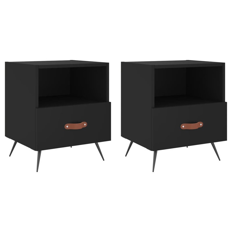 Capodanno 40cm W Manufactured Wood Bedside Table, Black