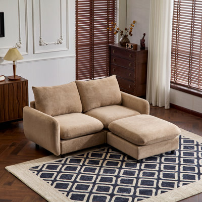 69 In. 3-Piece L Shaped Modular Free Combination Sectional Velvet Sofa Couch With Ottoman, Nomad