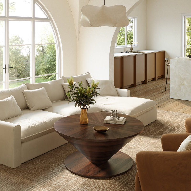 Round Coffee Table, Dark Brown