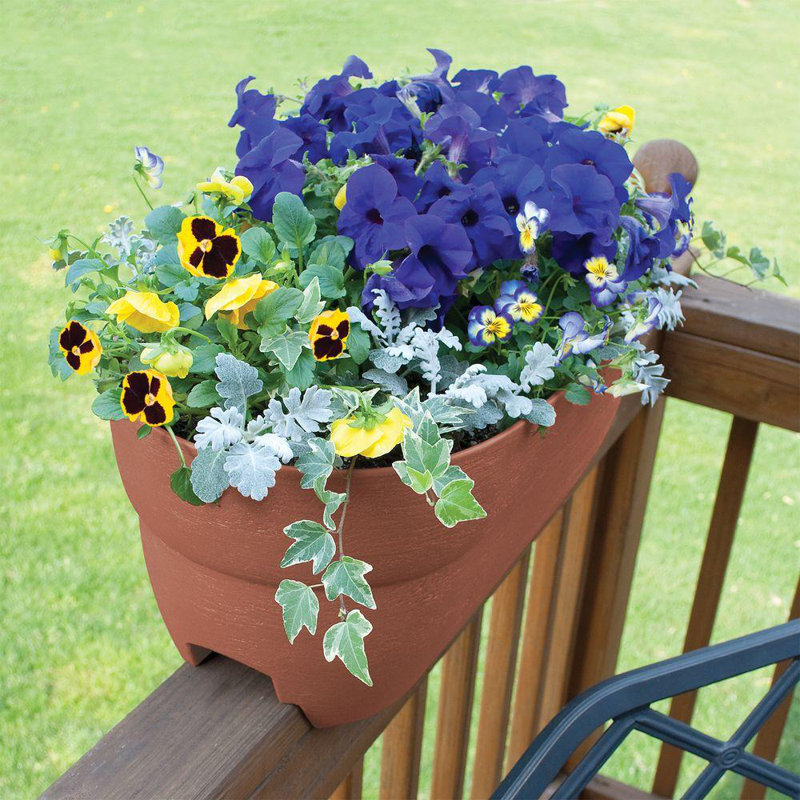 Terracotta Orange Resin Self-Watering Rail Planter Grow Box