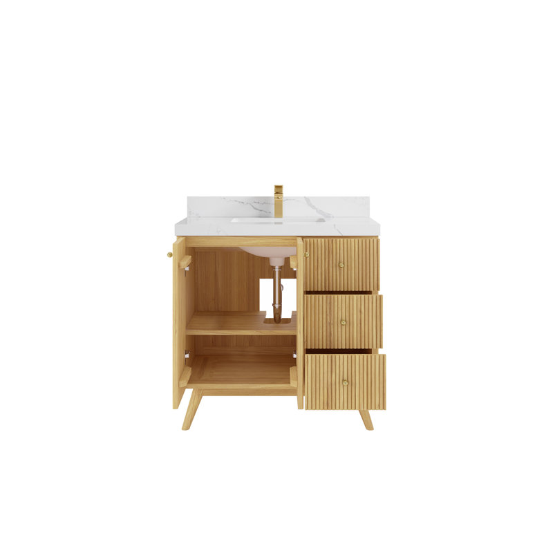 Izzat 36'' Single Bathroom Vanity with Top, Calacatta Laza
