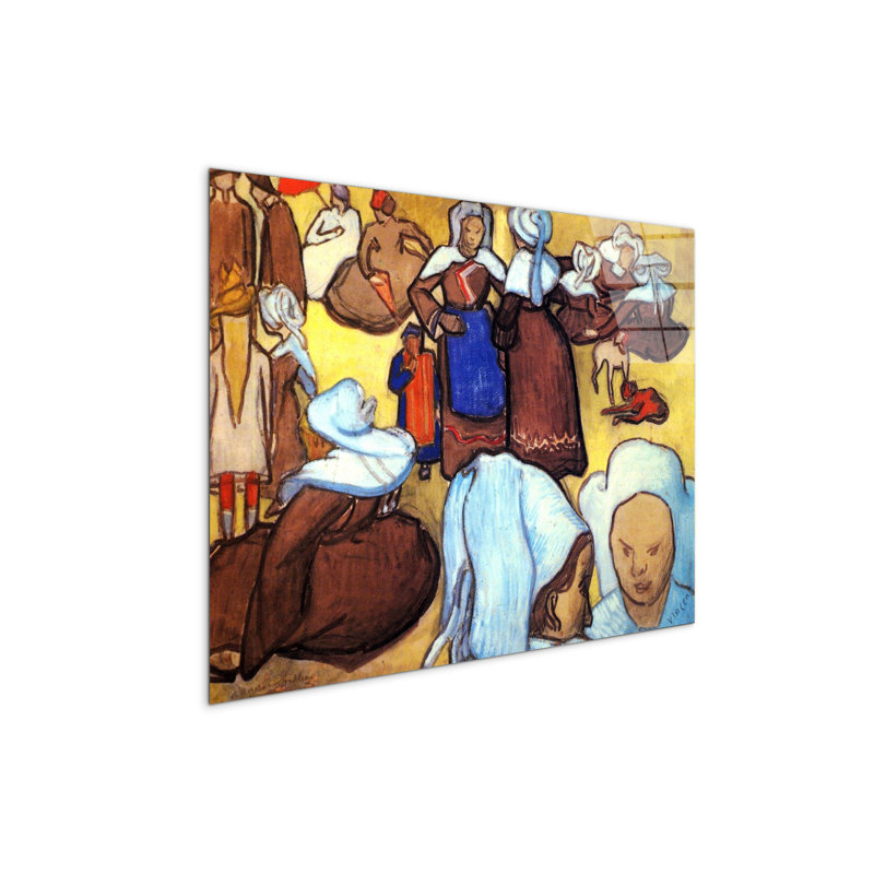 Breton Women after Emile Bernard by Van Gogh Vincent 57cm H X 76cm W CrystalArt Material Acrylic Glass Effect, Frameless Panel Lightweight Ready to Hang