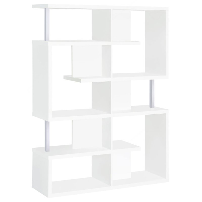Bibliothèque géométrique blanche et chrome à 5 niveaux