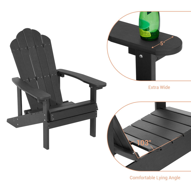 Chaise Adirondack Wesley Hips résistante aux intempéries, Noir