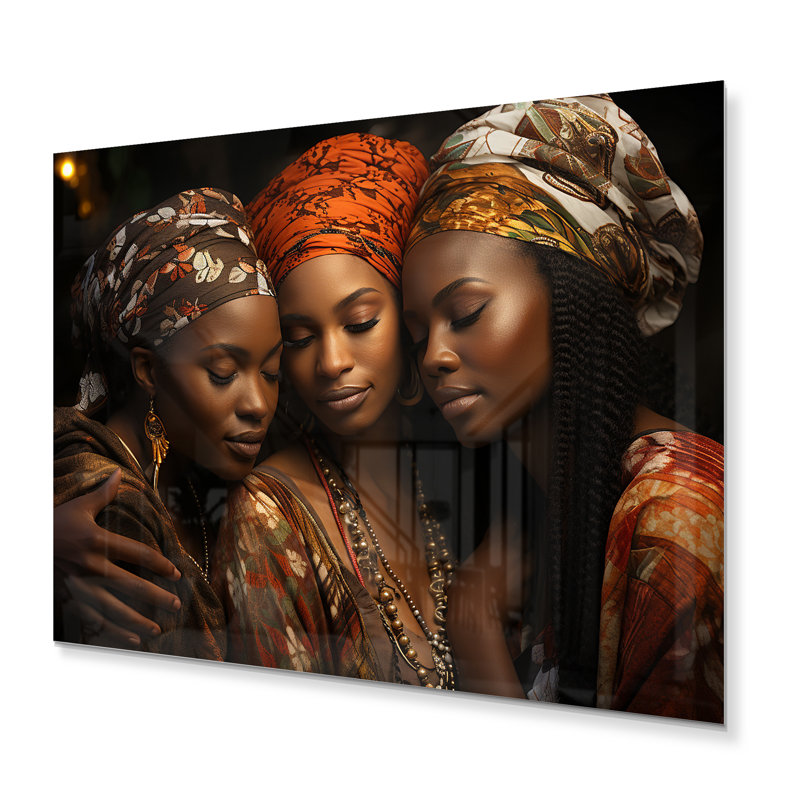 World Cultures Sœurs I - impression d'art en métal afro-américaine, H 16 po x l 32 po