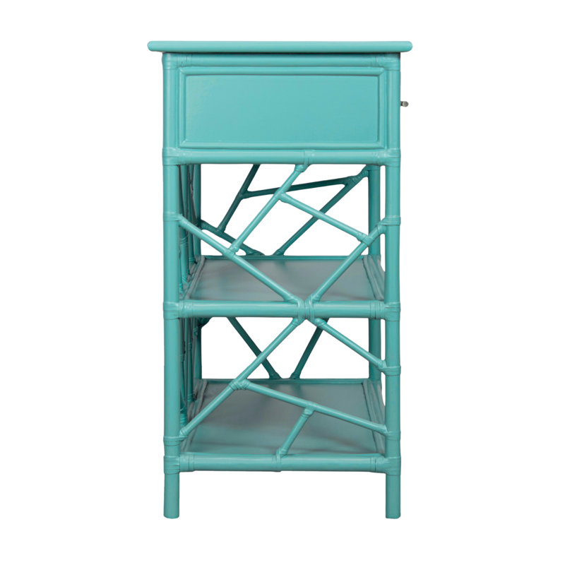 End Table with Storage, Turquoise