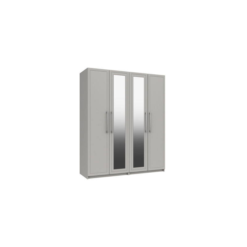 Allenna 4 Door Manufactured Wood Wardrobe, Light Grey Gloss