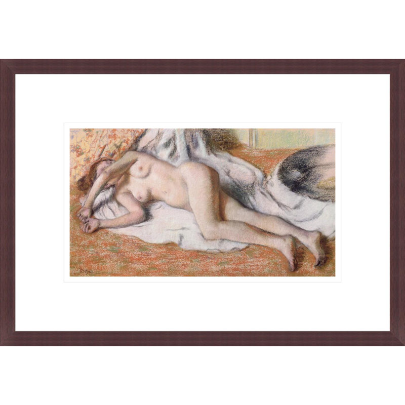«After the Bath or Inclining Nude» par Edgar Degas, impression giclée encadrée, H 11,89 po x l 16,75 po