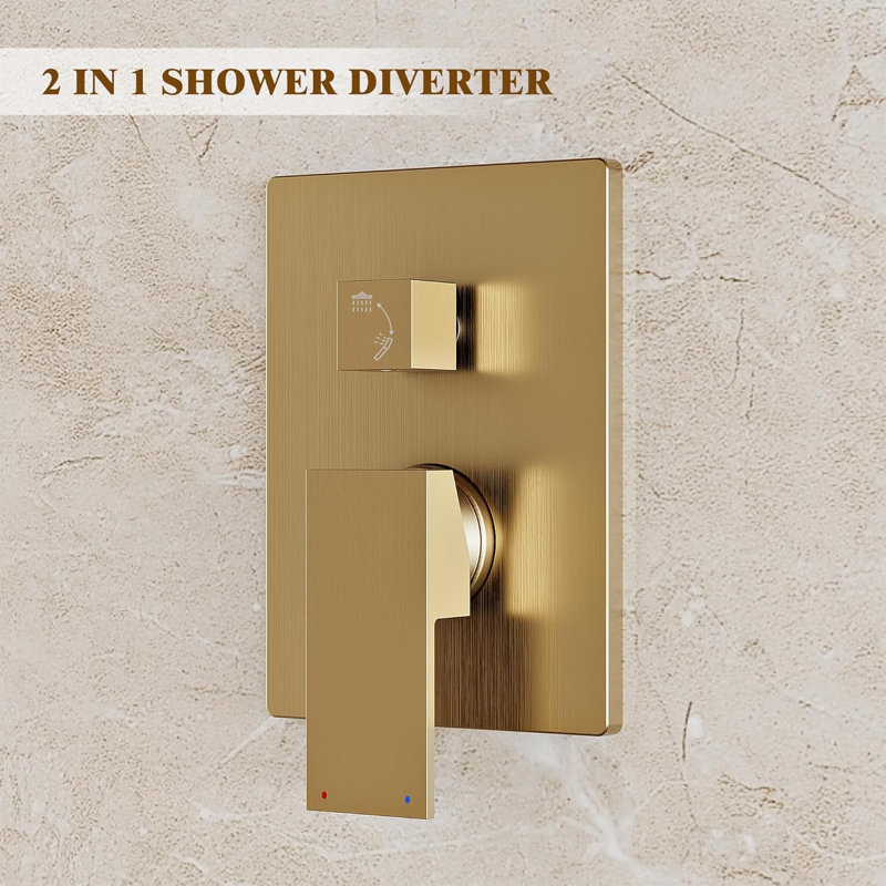Alesco Luxury Shower System With High-Pressure Rainfall Showerhead And Handheld Spray Combo, Solid Brass Construction With Brushed Finish, Includes Valve And Trim Kit