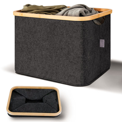Fabric and Bamboo Laundry Hamper