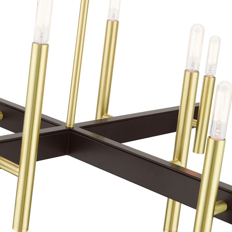 Oiti 8 - Light Steel Dimmable Chandelier, Satin Brass