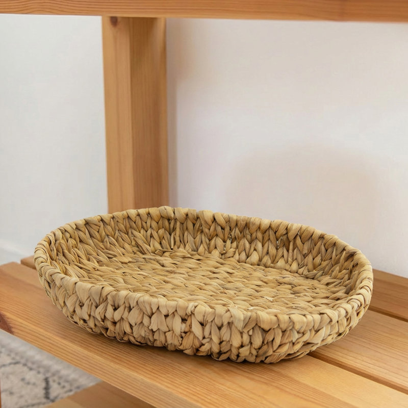 Haight Oval Water Hyacinth Tray With Iron Frame Natural