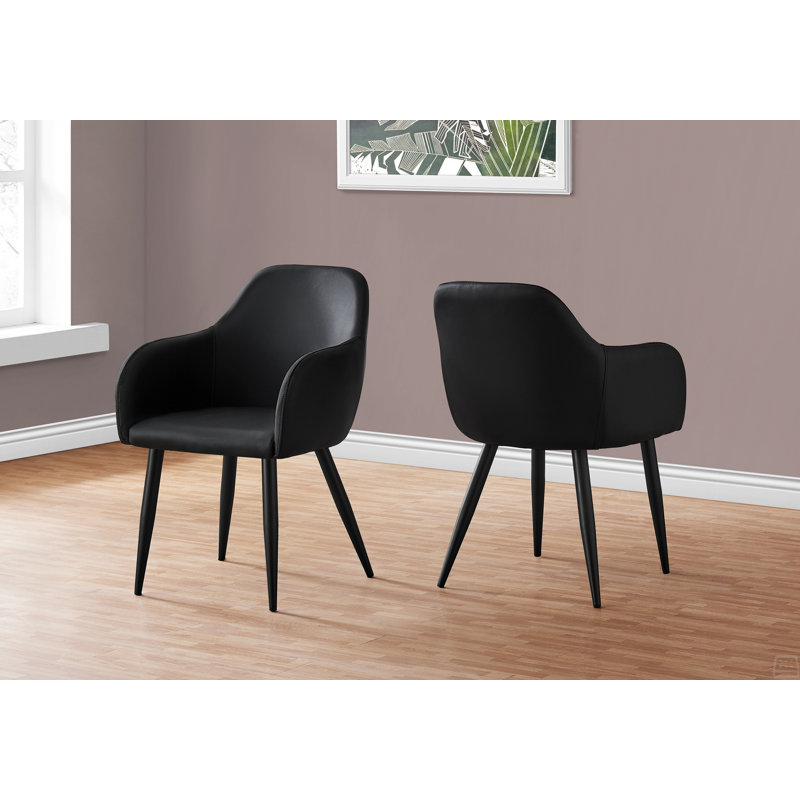Chaise de salle à manger, ensemble de 2, d'appoint, rembourrée, de cuisine, Noir, Noir