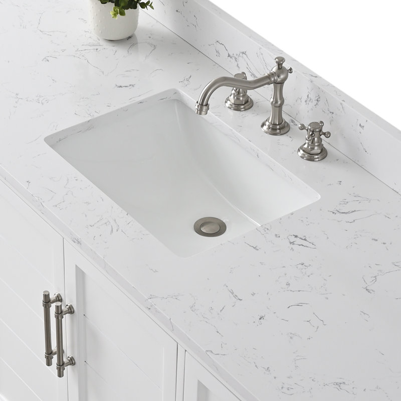 Twicken 60" Single Sink Freestanding Bathroom Vanity with Engineered Marble Top, White