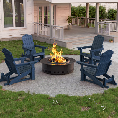 Glider Adirondack Chair with 3-Position Adjust, Wood-Like HDPE Patio Chair, All-Weather for Outdoor, 350lb Capacity