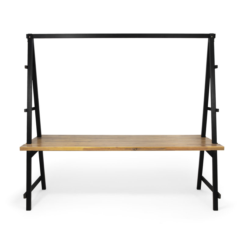Table en bois avec support à plantes - 88,5 po L x P 39,5 po, H 80 po, élément fixé au métal 88,5 po