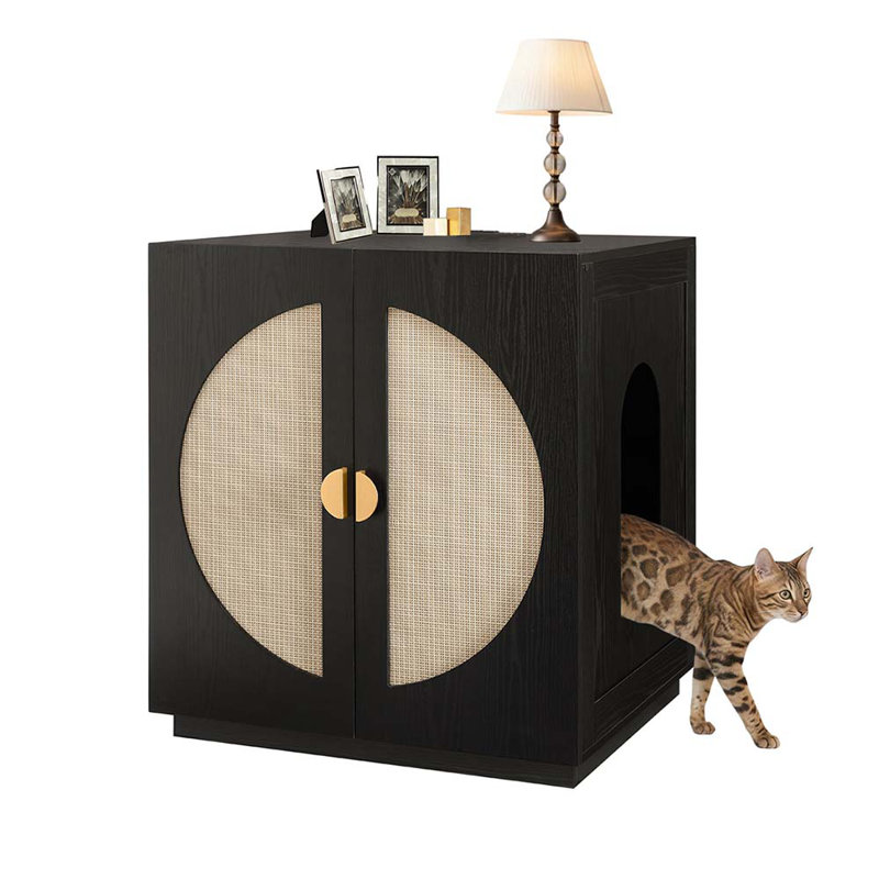 Extra Large Cat Litter Box Enclosure for Self-Cleaning & Automatic Litter Boxes, Black, 33.6" H x 29.4" W x 26.8" D