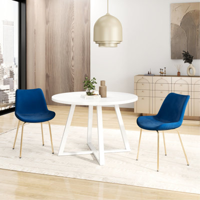 3 tables rondes à tréteaux avec 2 sièges confortables pour repas en bois exotique et bases en mousse dense
