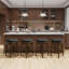 Tabouret de bar rembourré pivotant en bois massif-969460008