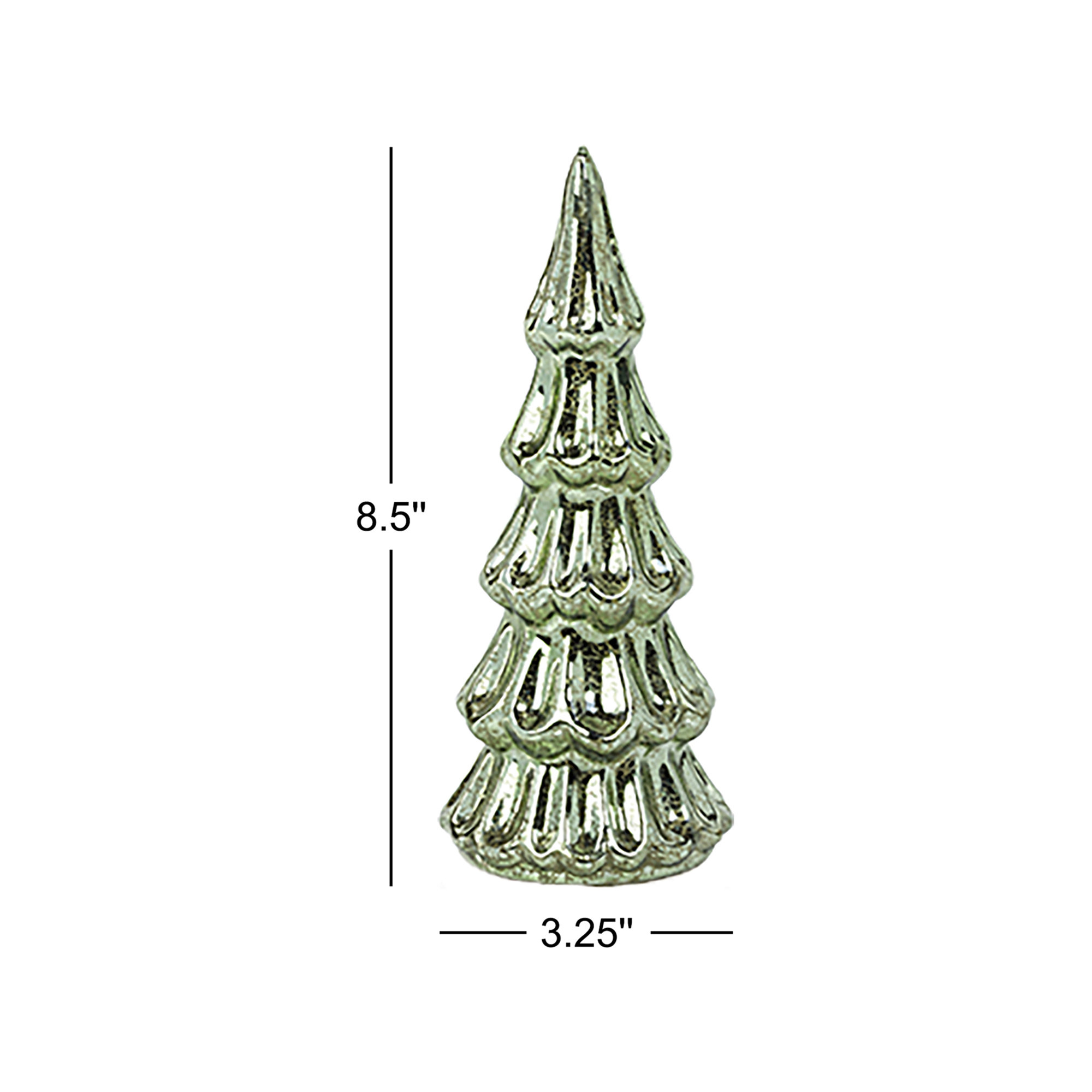 Marron Vintage Light Green LED Glass Tabletop Trees, Set of 2, 8.5" H x 3.25" W x 3.25" D